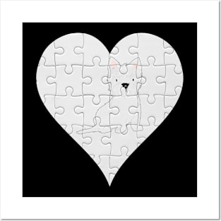 West Highland White Terrier Heart Jigsaw Pieces Design - Gift for West Highland White Terrier Lovers Posters and Art